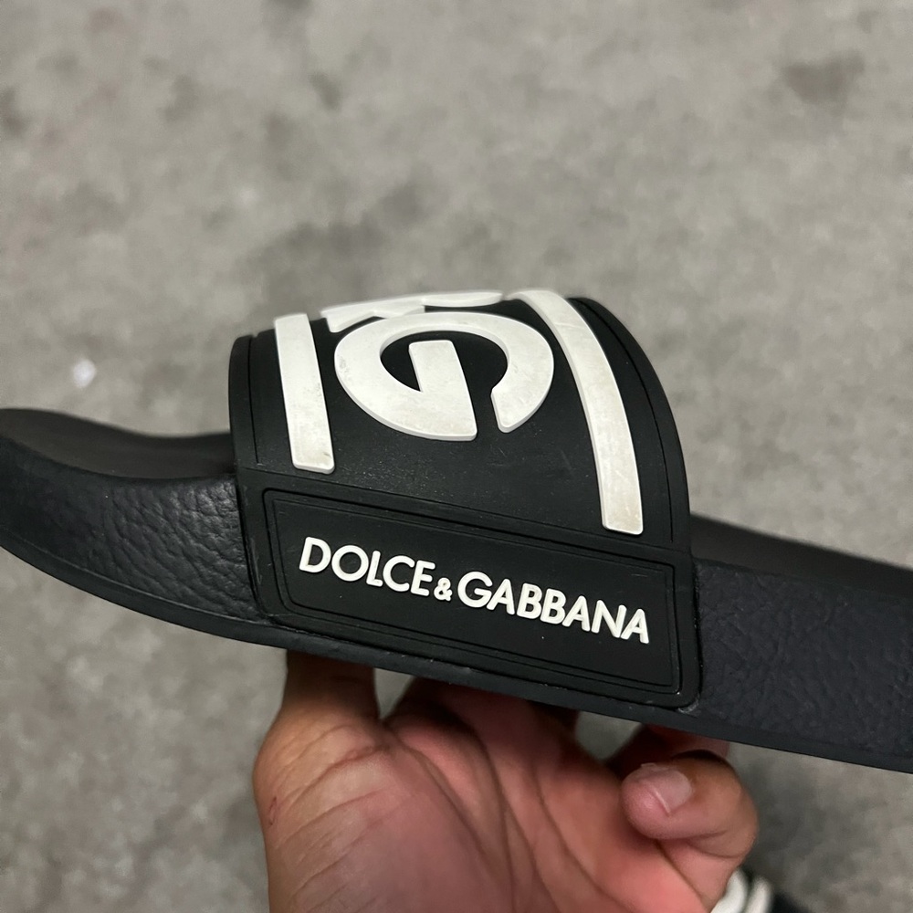 D&G Black & White Logo Slide Sandals - Picture 10 of 14